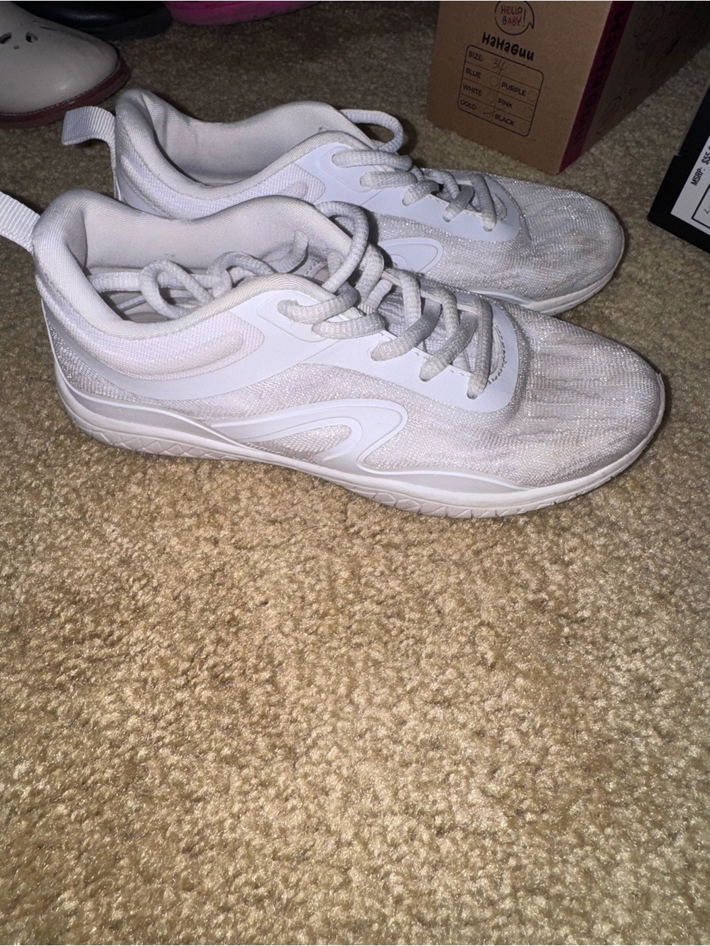Kids Lightweight White Athletic cheer Sneakers